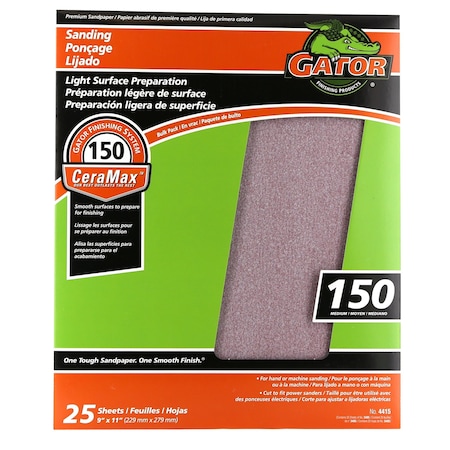 Gator Grit Gator CeraMax 11 in. L X 9 in. W 150 Grit Ceramic Sandpaper 25 pk 3405